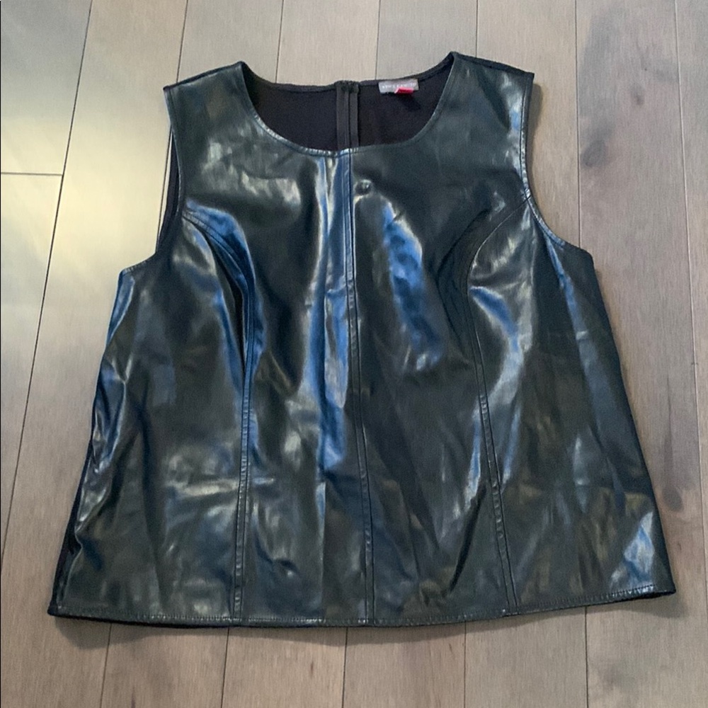 Vince Camuto Black Leather Top - Picture 7 of 8